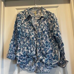 Lilly Pulitzer Shellaidoscope M linen blouse